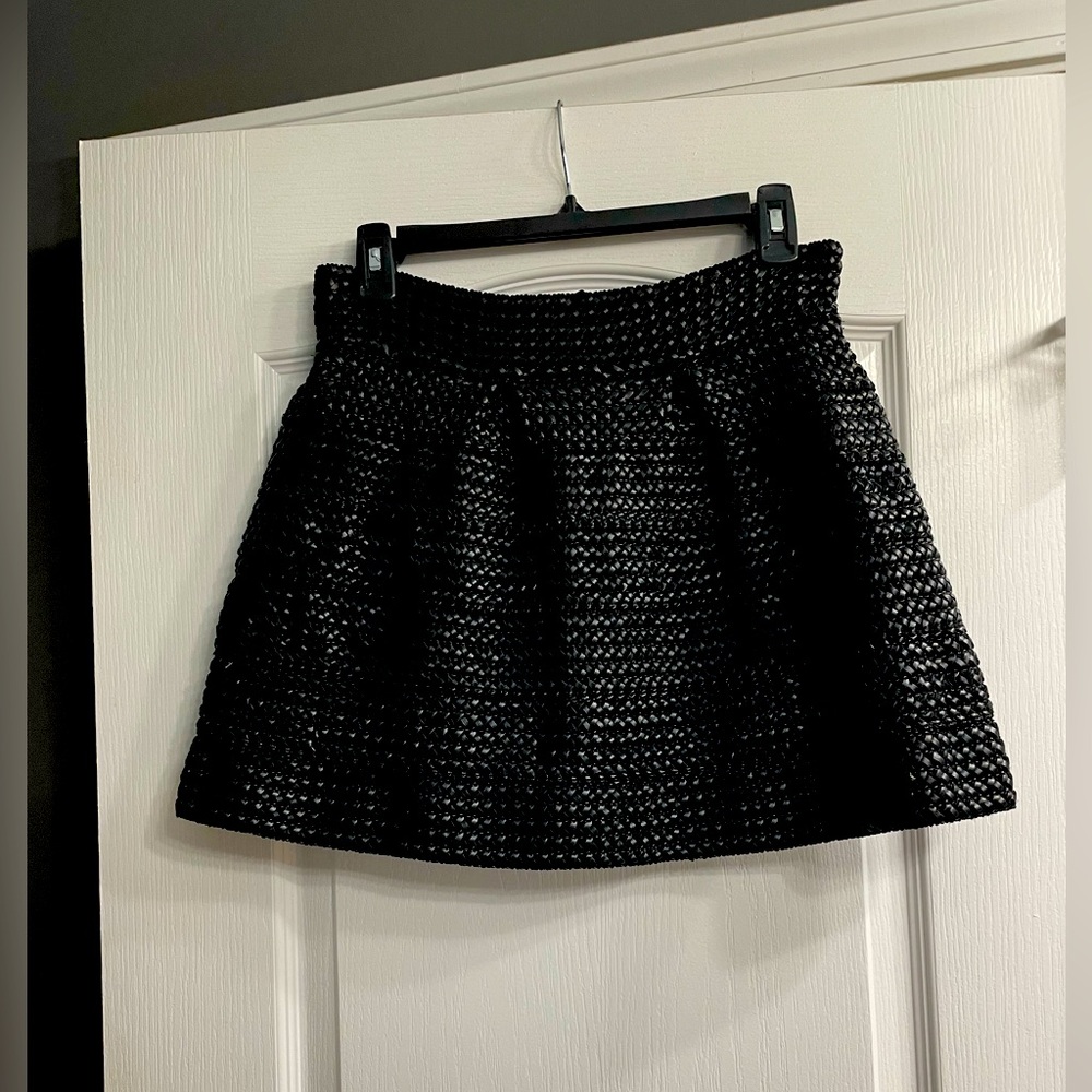 Faux Leather Weaved Mini Skirt